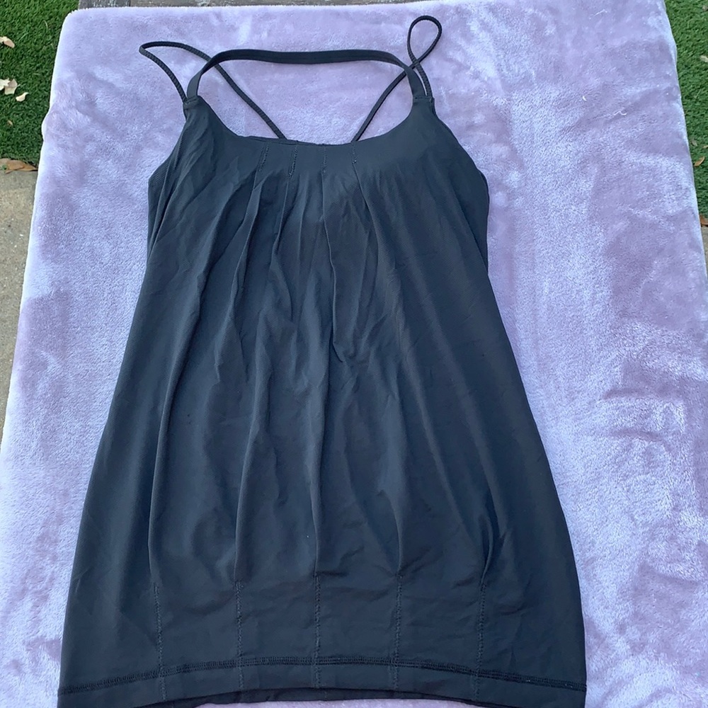 Lululemon strappy open back tank black sz 8